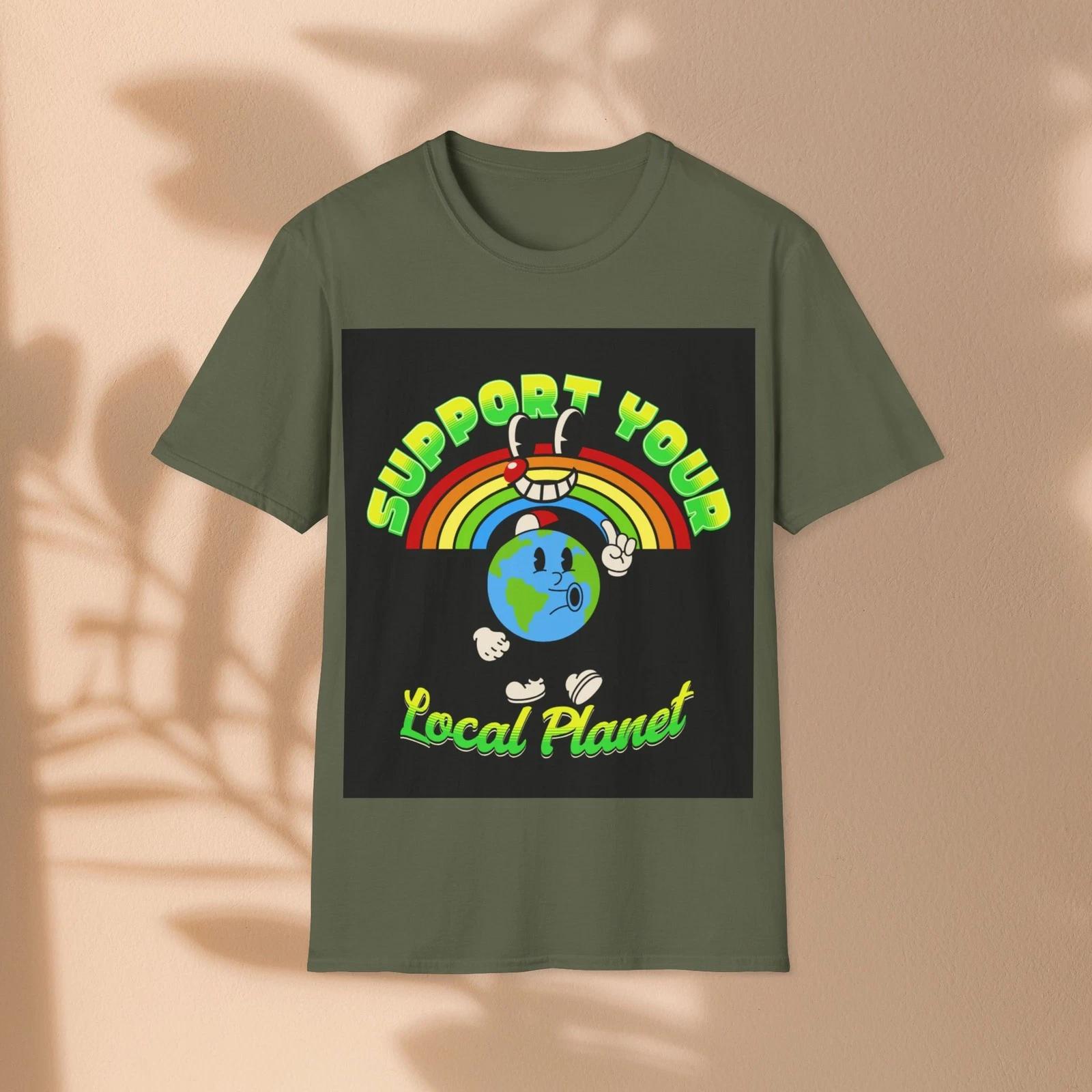 Support Your Local Planet Children s Children s T  Children s T-shirt | Earth Rainbow Graphic 100