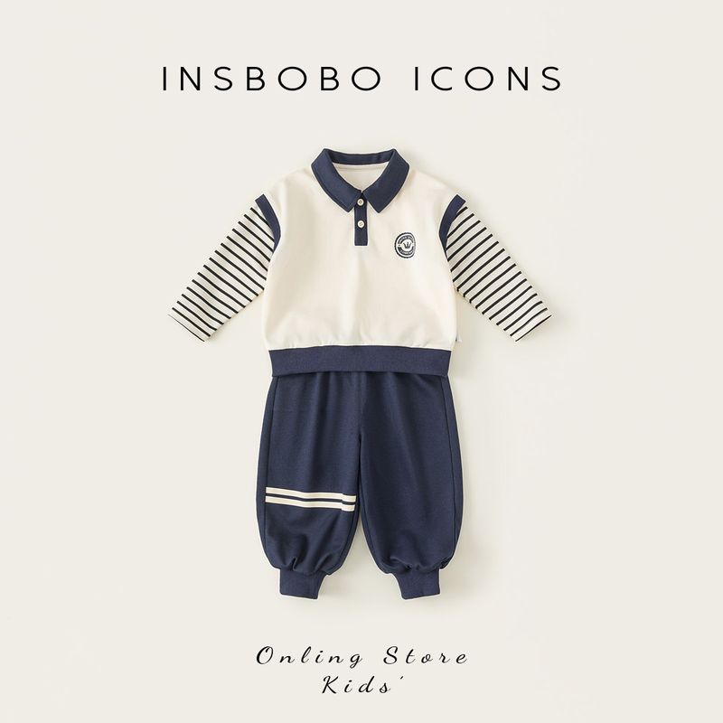 Boys  Spring Clothing Children s Suit 2026 Spring New Style Baby Boy Sports Suit Handsome Boy Clothes Rice White 80