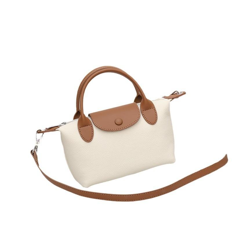Borsa a Spalla in Pelle di Mucca Primo Strato Borsa a Tracolla da Donna Borsa a Mano a Forma di Raviolo Piccola Borsa Colore a Contrasto 6825
