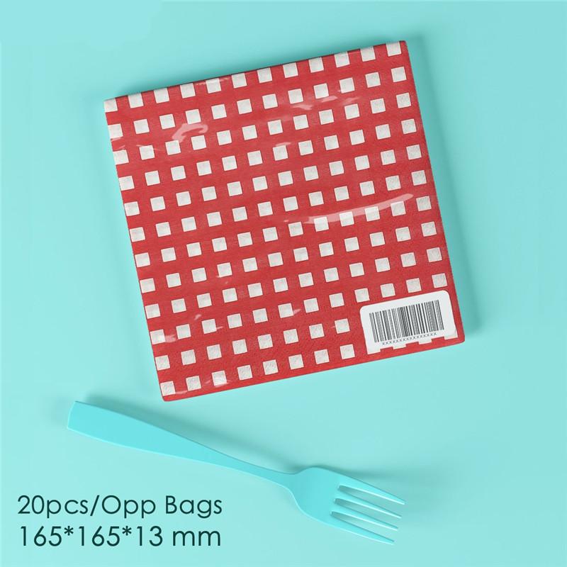 20Pcs Classic Vintage Plaid Checkered Printed Disposable Dinner Napkin Paper Birthday Wedding Party Decoration