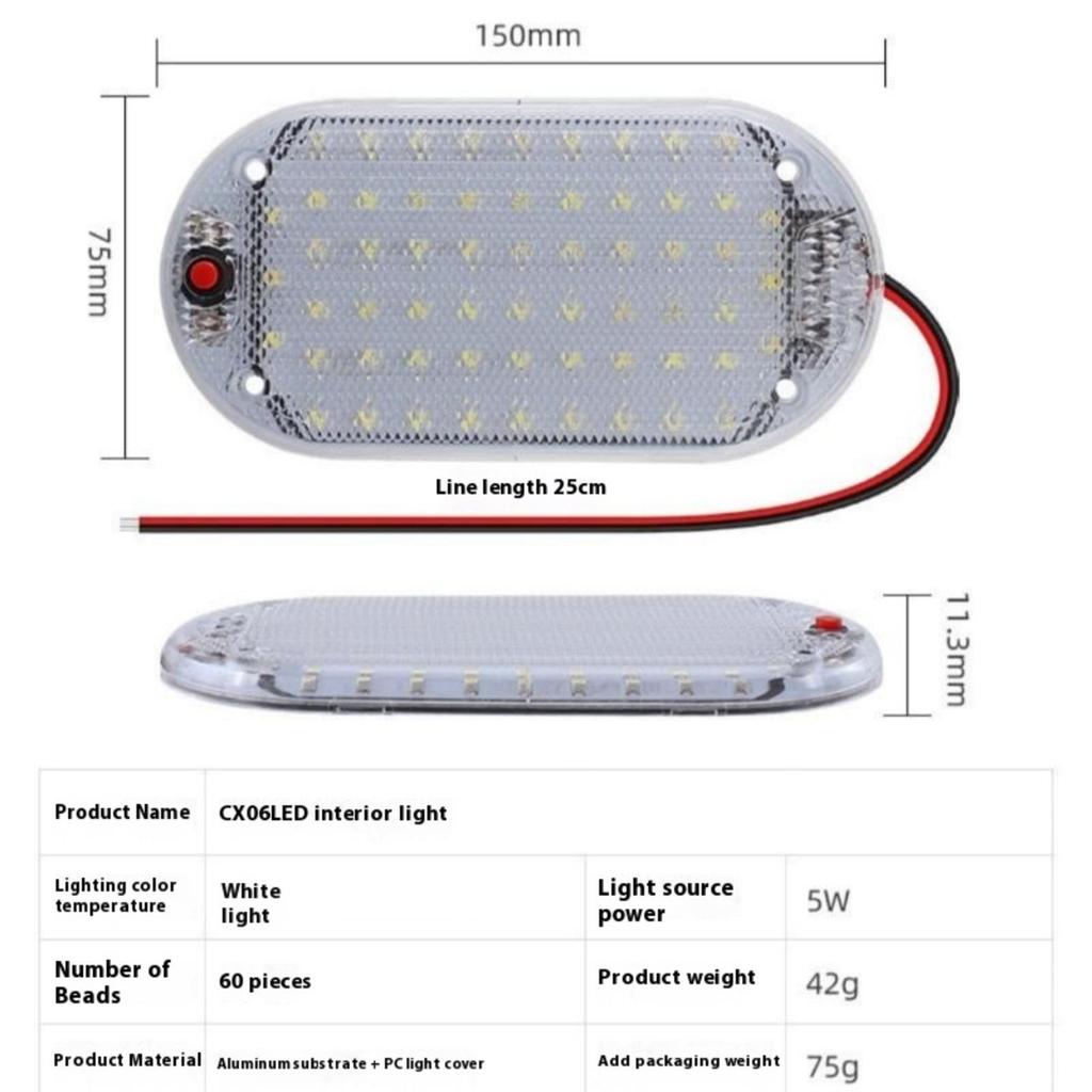 12V-80V LED-Lichtleiste für Auto-Innenraum Weißes Lichtrohr für Van LKW LKW Wohnmobil Wohnwagen Boot Innenraum Auto Deckenleuchten