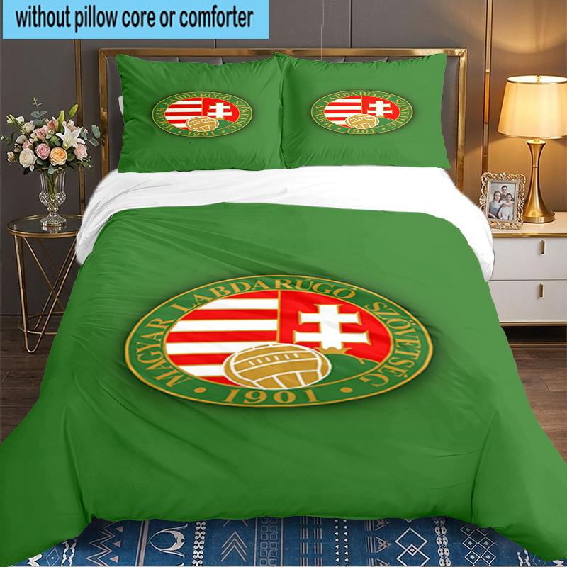 Hungarian Football Emblem 3PCS Bedding set,Ideal for 1pc Duvet Cover And 2pcs Pillowcases Perfect for Fan gift,Ideal for Bedroom, Dormitory