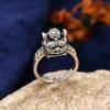 1Pcs Chinese retro style diamond-shaped hollow ring, peacock cloud motif, simple opening ring