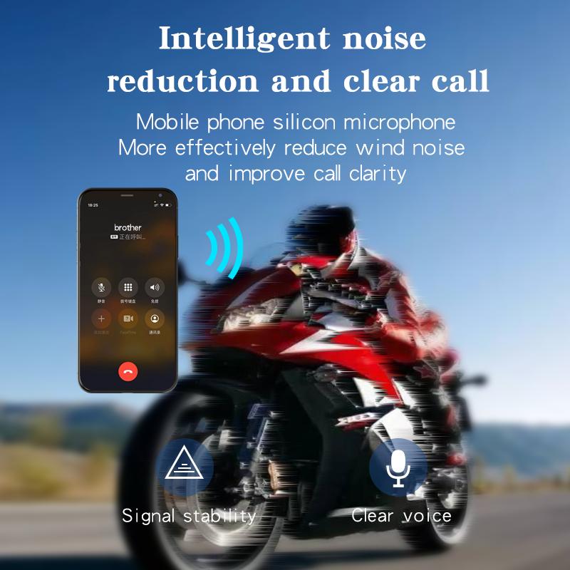 Motorcycle Helmet Headset Stereo BT 5.0 Bluetooth Wireless Helmet Headset Hands Free Call Music Motorbike Waterproof Headphone