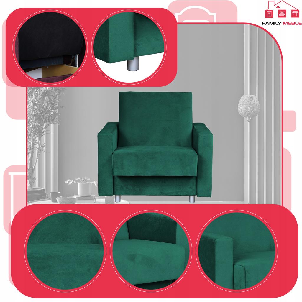 Alicja Sofa Bed with Storage Family Meb Bottle Green