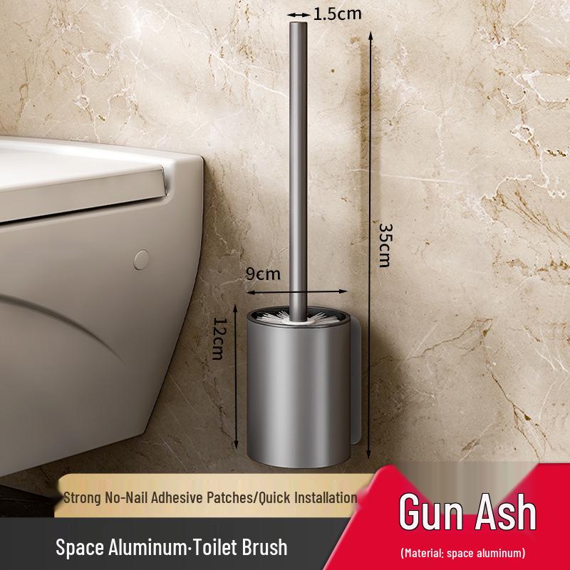 Sleek Wall-Mounted Aluminum Toilet Brush with Long Handle