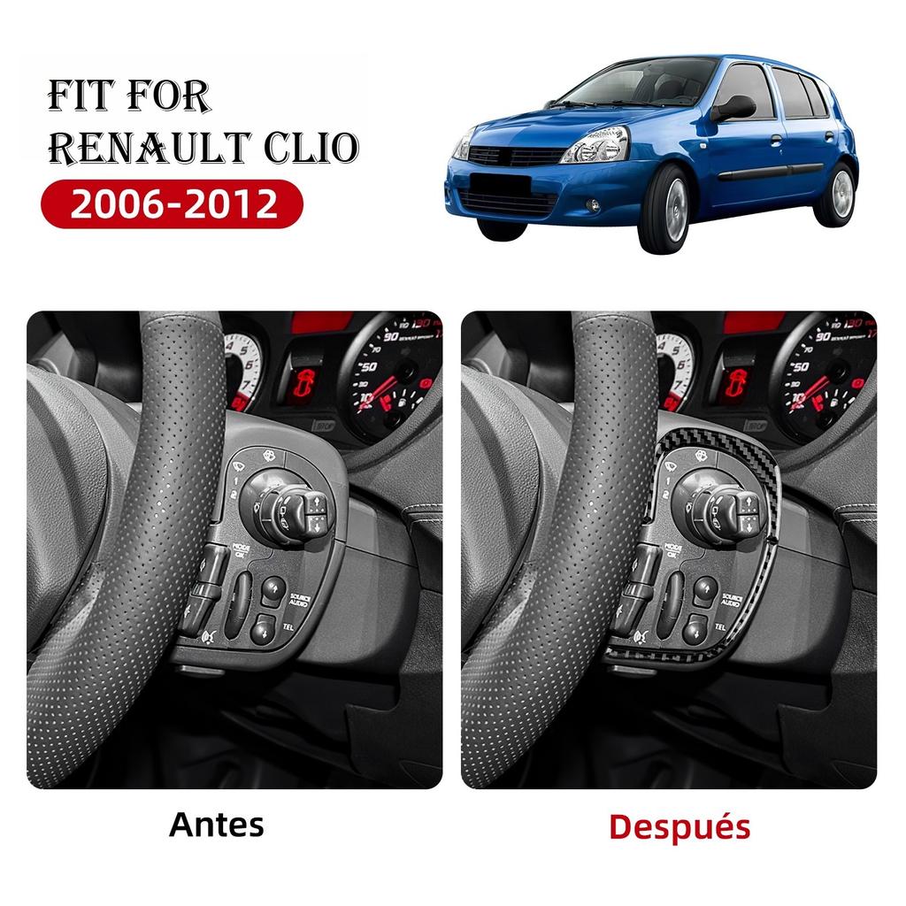 Car Steering Wheel Button Frame Trim Sticker Carbon Fiber For Renault Clio MK3 2006-2012 Wiper Switch Cover Interior Accessories