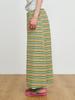 Peullijeupeulojegteu Terry Multi-Stripe Skirt, Green