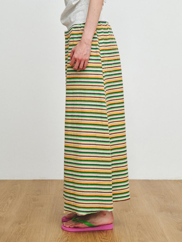 Peullijeupeulojegteu Terry Multi-Stripe Skirt, Green