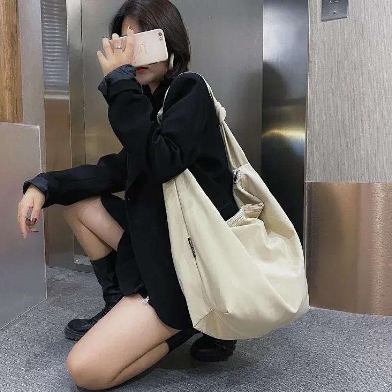 2024 New Canvas Totes Bags Women Casual Wild Ladies Handbags Solid Color Shoulder Women Bag Simple Female Messenger Bag Purses