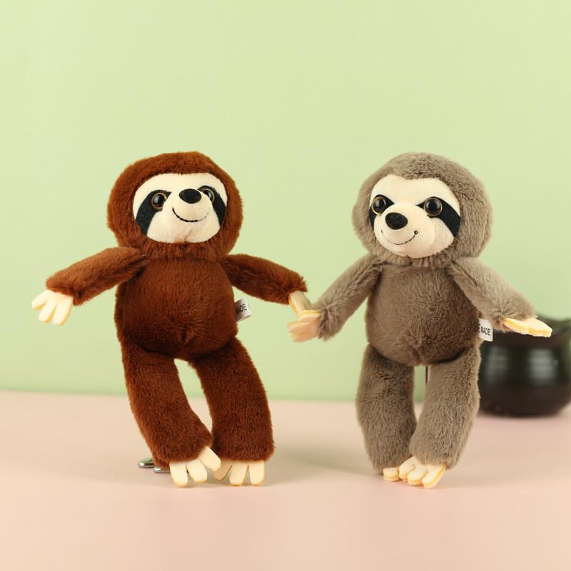 Cozy Brown And Light Gray Plush Sloth Doll For Keychains And Bag Accessories