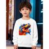 European Sizes Kids' Stylish Round-Neck Pullover, Long-Sleeve Top, Featuring a Cool T-Rex Print, Suitable for Casual Wear And Outdoor Activities