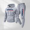 European and American Style Unisex Plus Velvet Hoodie & Sweatshirt Set for Spring, Autumn, Winter - Fashionable Printed Sports Casual Wear