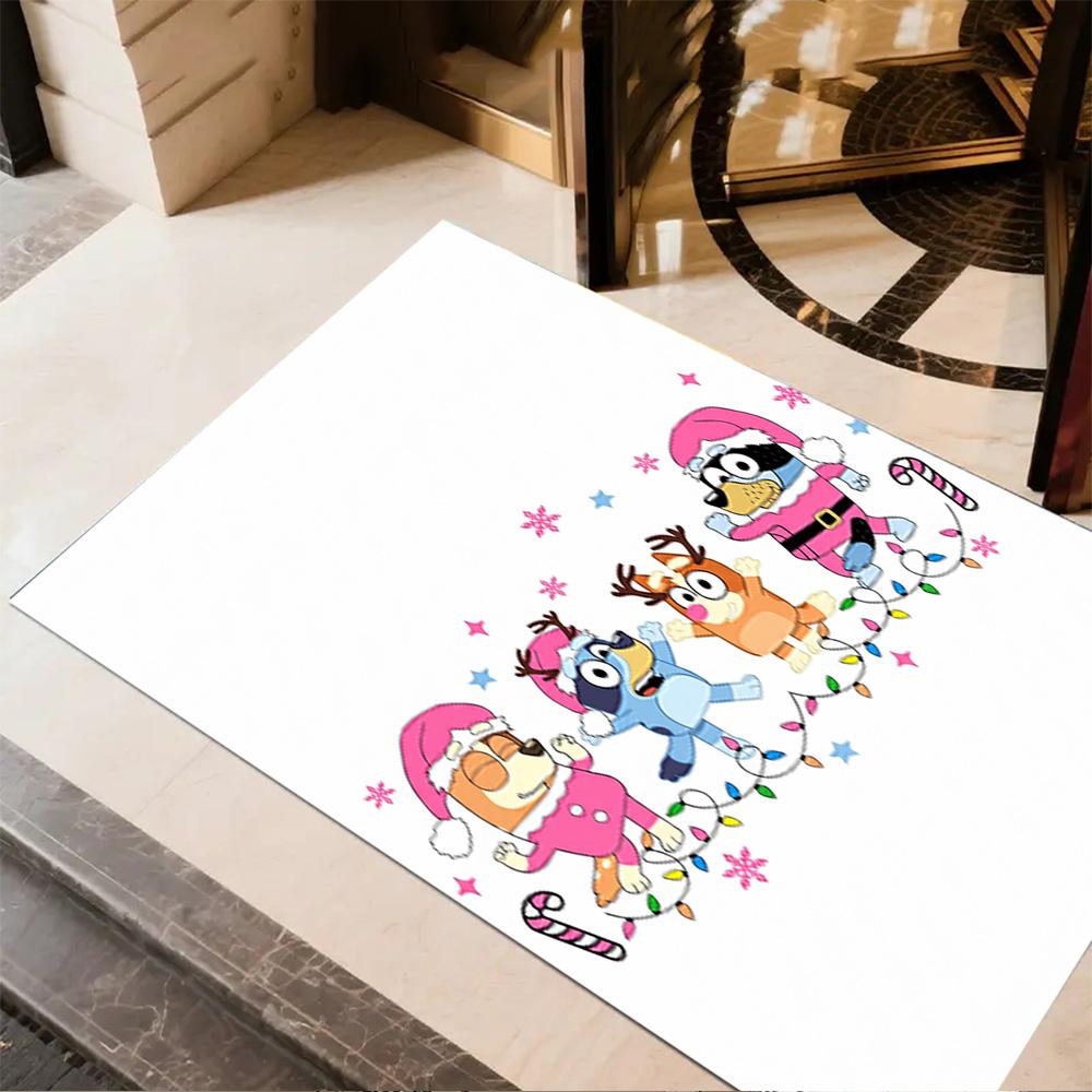 Bluey Friends Adventure Floor Mat Design for Balcony Outdoor Bedrooms Hallway Anti-slip Rug Office Home Decor Birthday/Christmas Gift