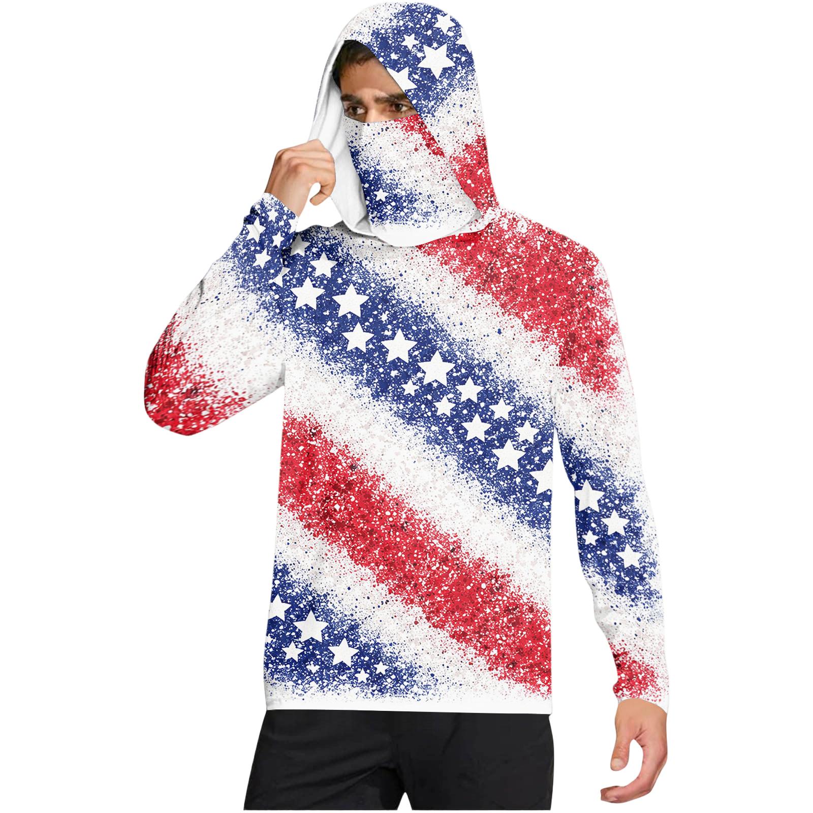 

Men s Casual Tie-Dye Print Hooded Long Sleeve Sun Protection Shirt Lightweight Breathable Outdoor Pullover Top for Daily Wear S червоний