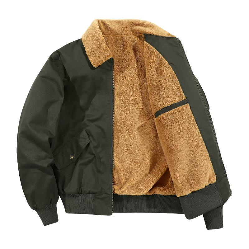 

Printable Lamb Fleece Tooling Jacket Men s Loose Padded Cardigan Lapel Fleece Casual Jacket 2XL