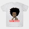 Men Black Print T-shirt Stay Woke No-Cut Transfer Paper Print Cotton Tshirt