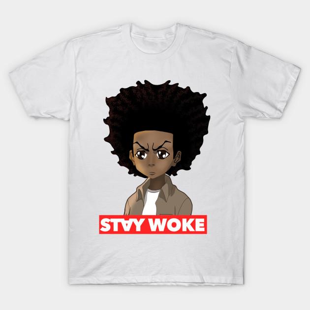 

Men Black Print T-shirt Stay Woke No-Cut Transfer Paper Print Cotton Tshirt 4XL білий