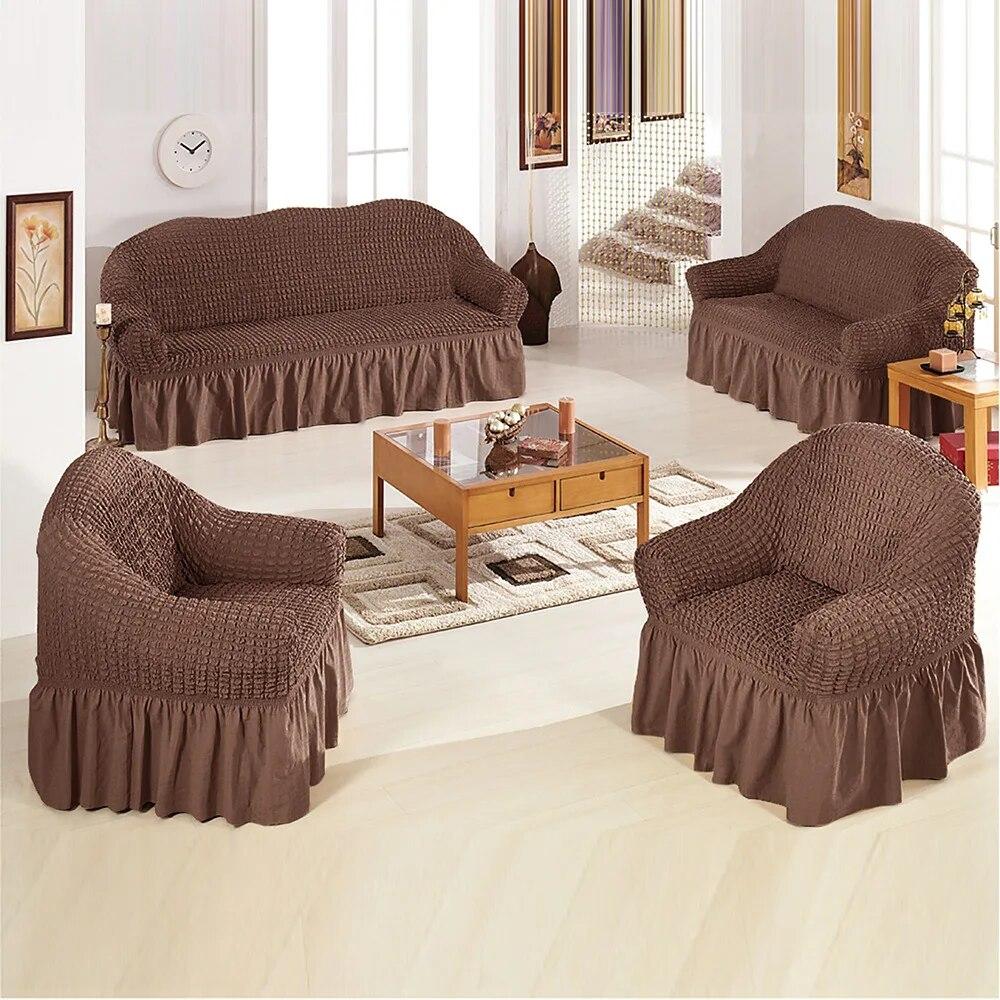 

Stretch Solid Elastic Sofa Covers for Living Room Single Seat Slipcovers Couch Armchair Protector 1-Seat-S- 90-140cm