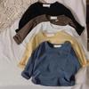 Children Solid Long Sleeves Bottoming Shirt For Boy Girl Kid Loose T-shirt Retro Baby Cotton Tops Toddler Casual Tees Autumn