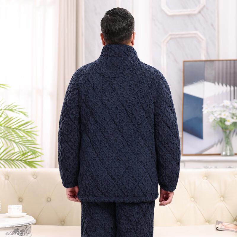 YUZHAOLIN Men's Thickened Coral Fleece Warm Pajama Set
