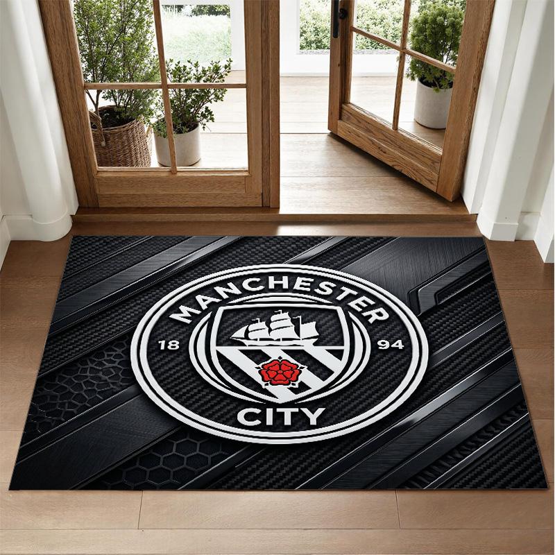 Kober z křišťálového sametu s designem Manchester City Měkká dekorativní podložka do ložnice a předsíně