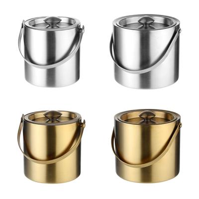 Eiskübel aus Edelstahl Isolierter Eiskübel mit Deckel Doppelwandig Party-Getränkebehälter Bequemer Tragegriff