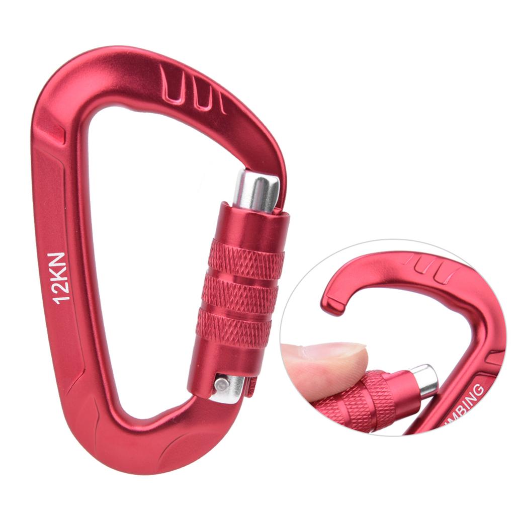 1 pcs 7075 Aerospace Aluminum 12KN D Shaped Buckle Carabiner Clip Outdoor Safety Accessoryred
