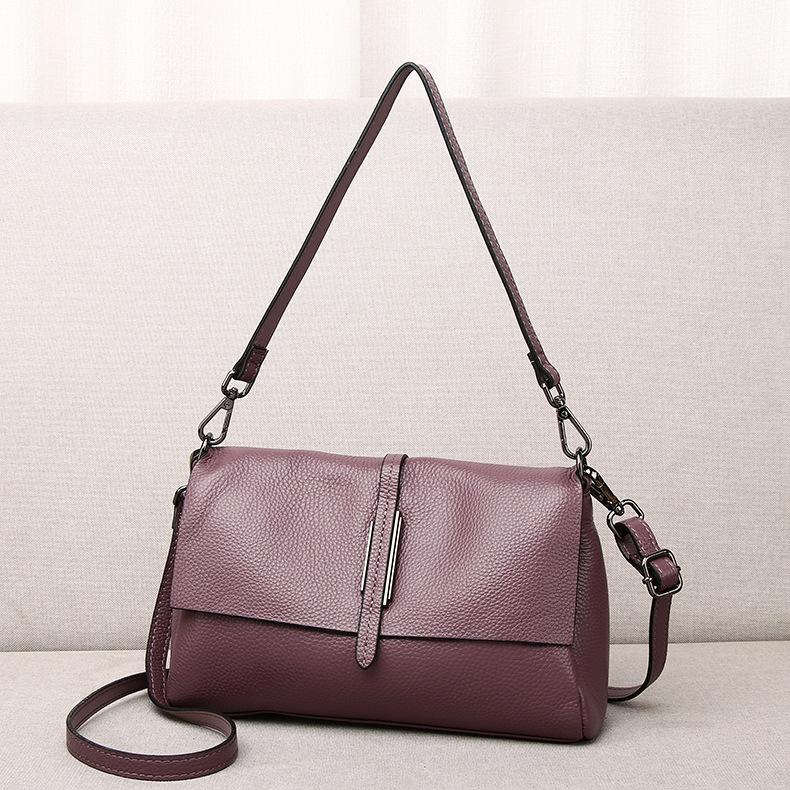

Женская сумка из натуральной кожи, модная женская сумка подмышкой, первый слой из коровьей кожи, многосекционная сумка через плечо, женская мягкая кожа светло-фиолетовый