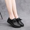 Retro Lace-up Women's Shoes, Comfortable Flat-bottomed Single Shoes, Casual Soft Leather Work Shoes, Autumn and Winter Peas Shoes