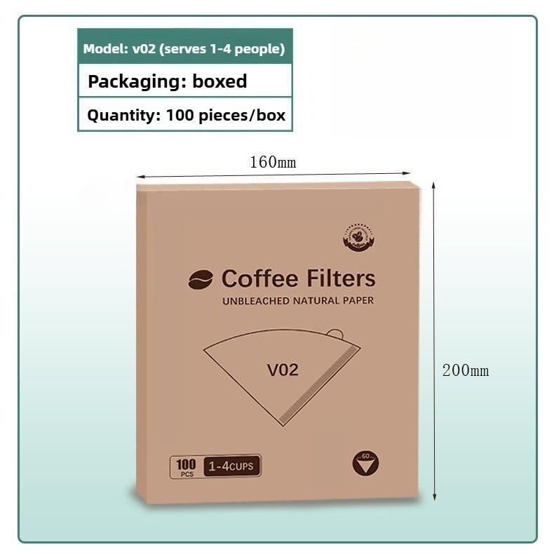

Portable 100pcs hand brewed coffee filter paper, native wood pulp, suitable for 1-4 people s coffee, specialized coffee tools
