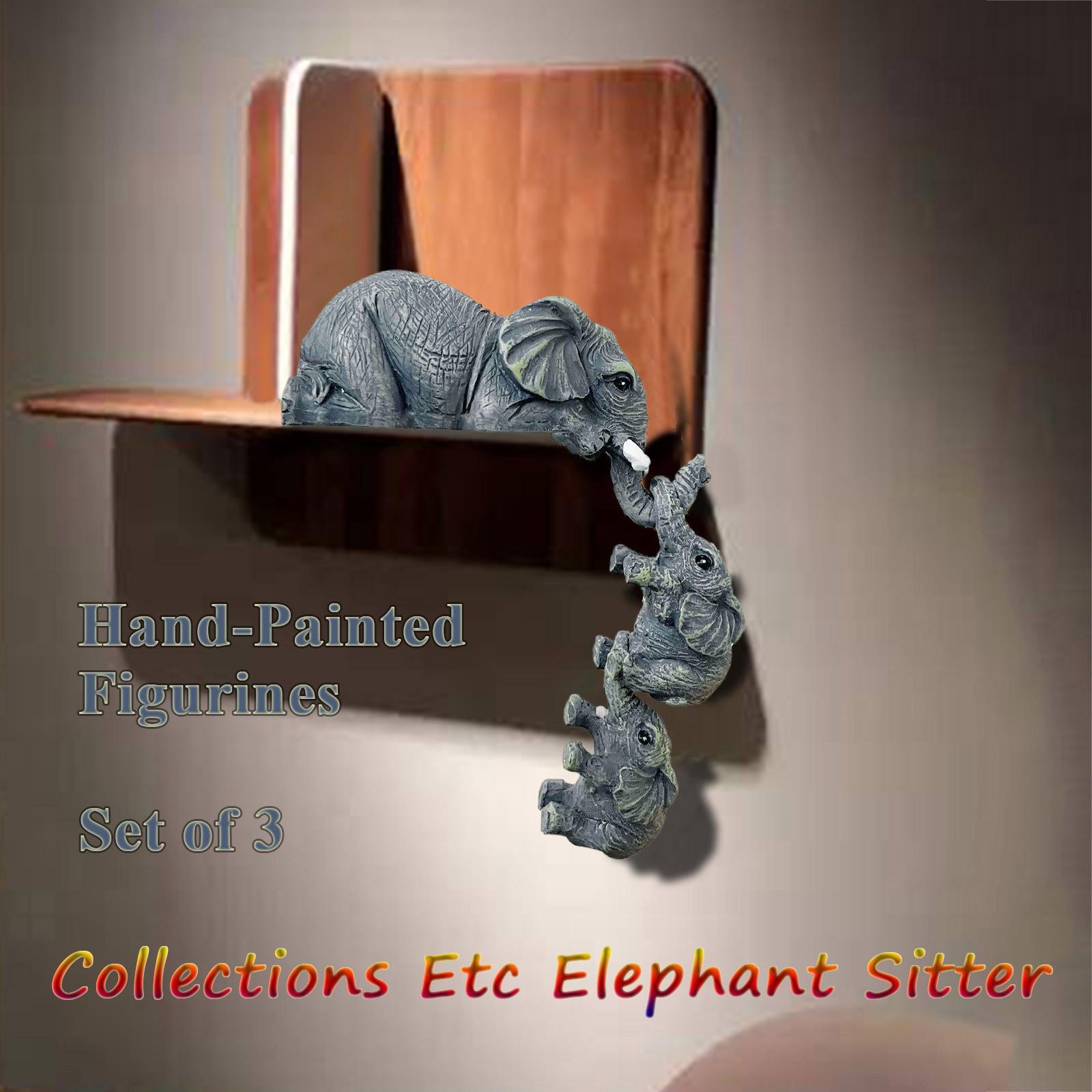

3pcs/Set Cute Elephant Figurines Elephant Holding Baby Elephant Hanging Off The Edge Of A Shelf Or Table Resin Crafts Decor One Size разноцветный