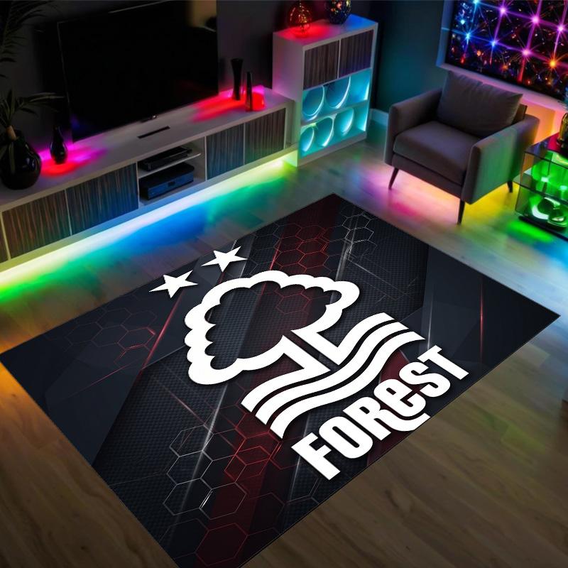 Nottingham Forest Design Kristall Samt Teppich Gemütlich Nicht?Rutschfester Teppich mit Aufdruck für Schlafzimmer Wohnzimmer Eingang