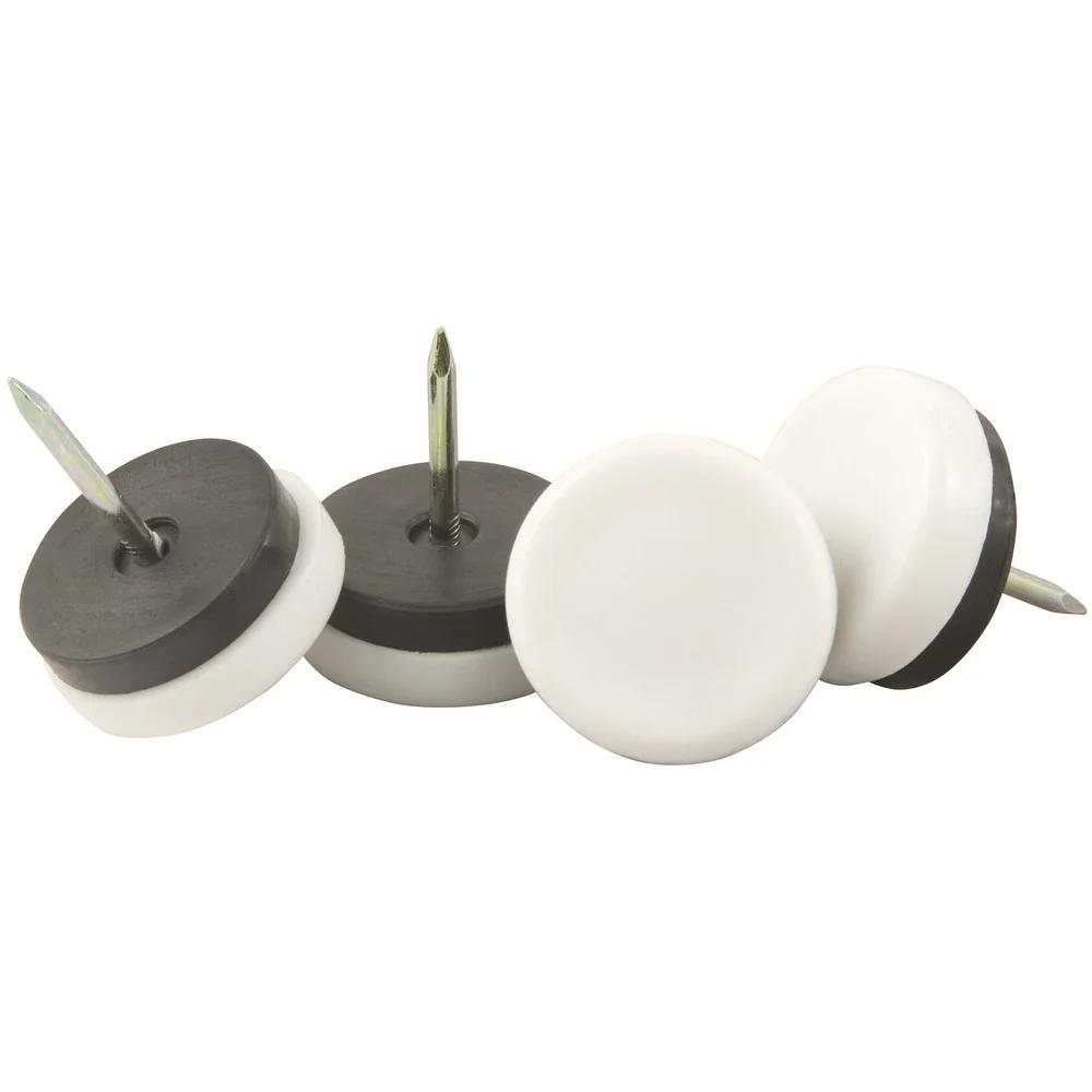 6 Pack 1-1/16 Inch Round Nail On Furniture Glides Plastic Wooden Furniture Reduce Friction Noise Move Smoothly Indoor Use