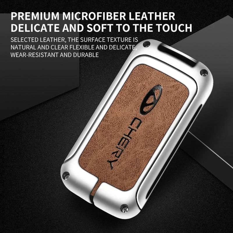 Zinc Alloy Car Remote Control Key Case Cover for Chery Tiggo 8 Automotive Key Fob Chain Keychain Keyless Interior Accessories