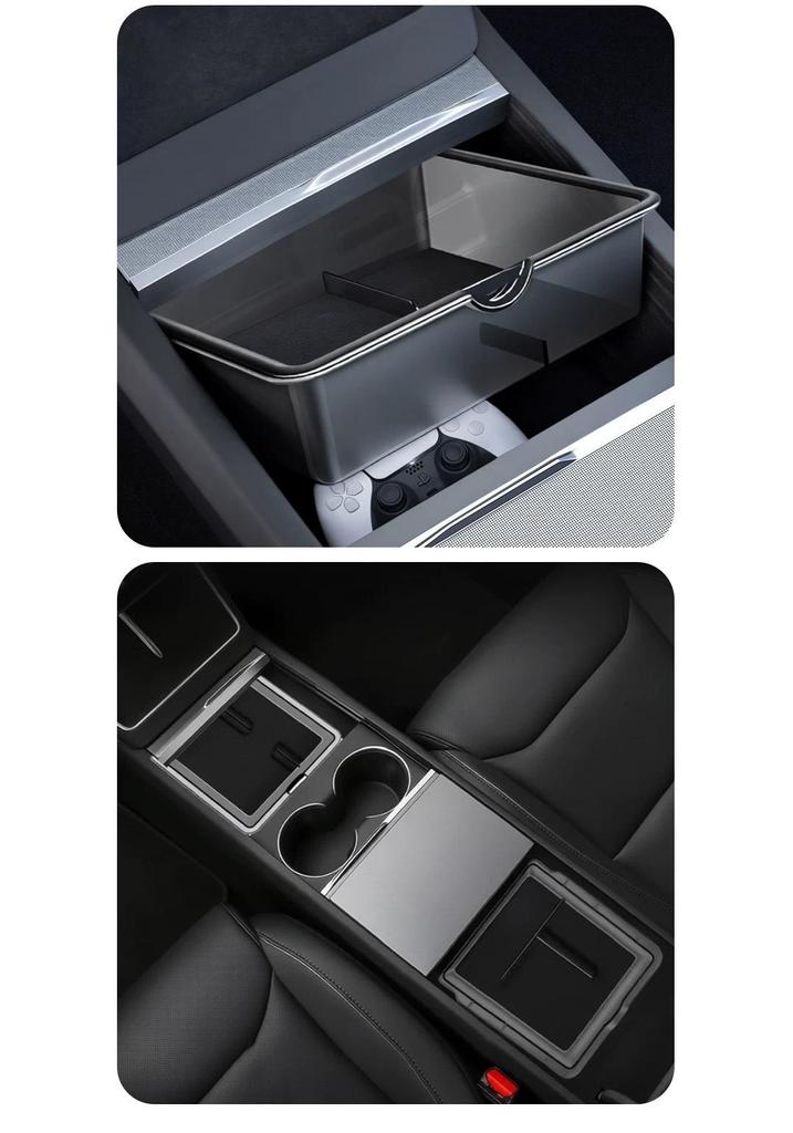 Transparent Armrest Storage Box for Tesla Model Y/3 Six-Seater Central Console
