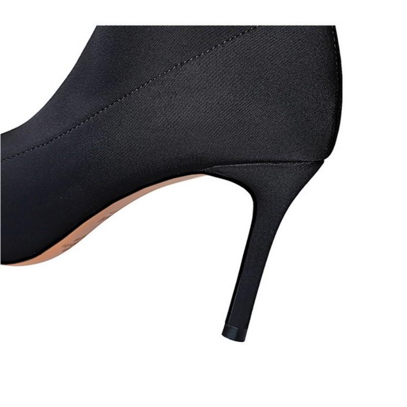 European and American Style Simple High Heel Pointed Elastic Lycra Sexy Slim Over Knee Boots