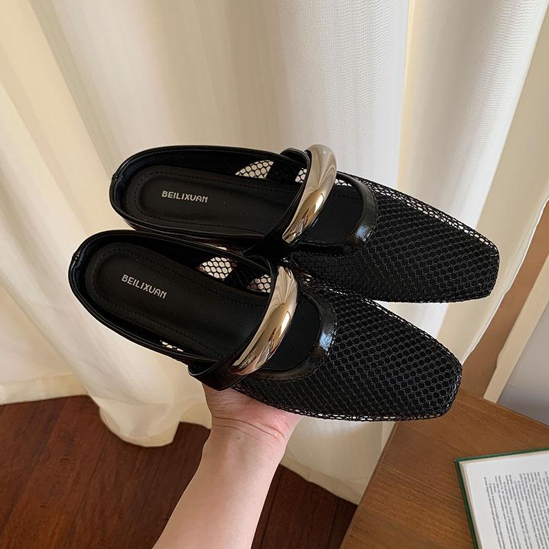 

Мода Мода Металл Женские Балетки Тапочки Сандалии Обувь Для Женщин Мюли Лето Пляжные Шлепанцы Обувь Сетка Женские Балетки Тапочки Обувь 35 чёрный