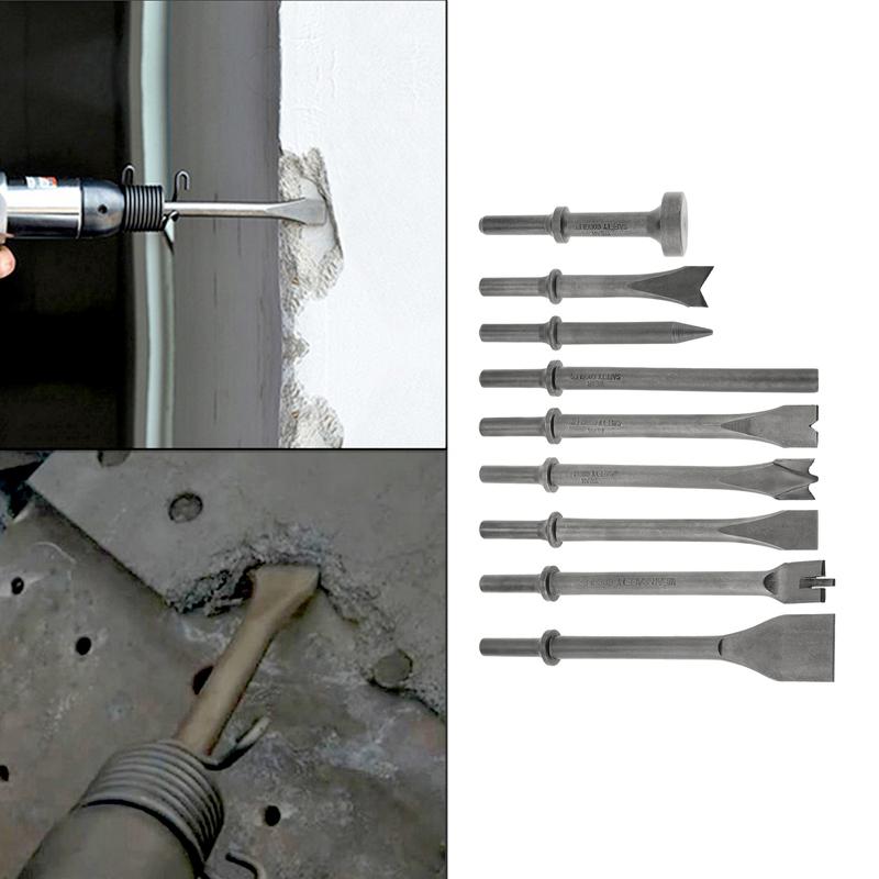 10pcs Carbon Steel 10mm Shank Pneumatic Air Hammer Chisels for Rivet Removal Automotive Repair Welding Spot Removal Tool Spring