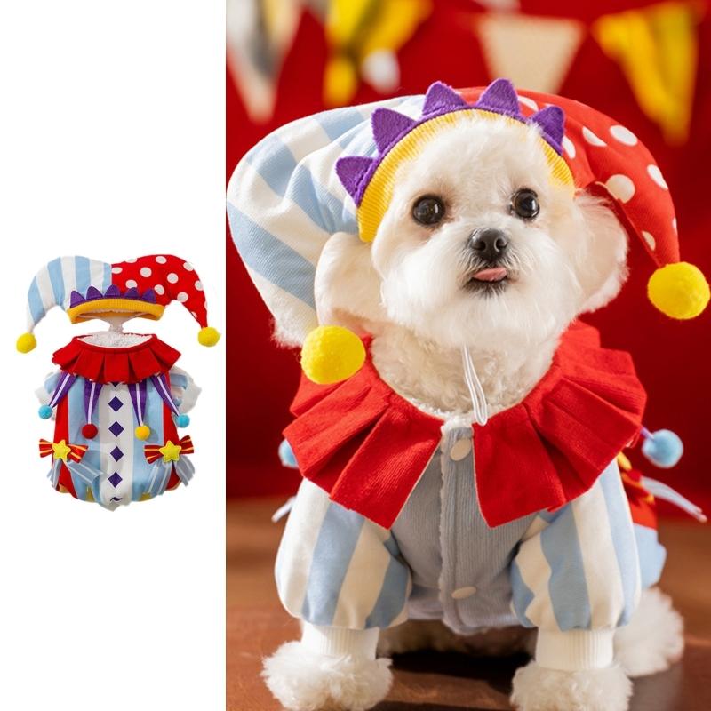 Vestiti Cosplay da Clown Carini per Cani Medi, Grandi Tuta Morbida Abbigliamento Cappotto Spesso Maglione Pigiama Invernale