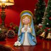 Christmas Resin Ornaments Cute Wishing Girl Figurine, Cartoon Prayer Unique Room Statue, Desktop Ornament, Healing Aesthetic Decoration Hand