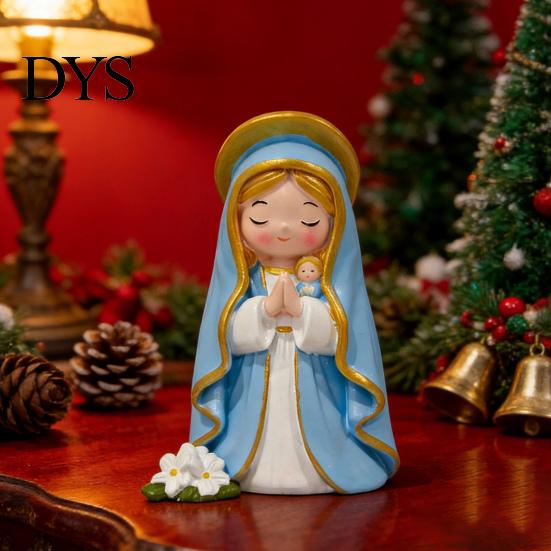 Christmas Resin Ornaments Cute Wishing Girl Figurine, Cartoon Prayer Unique Room Statue, Desktop Ornament, Healing Aesthetic Decoration Hand