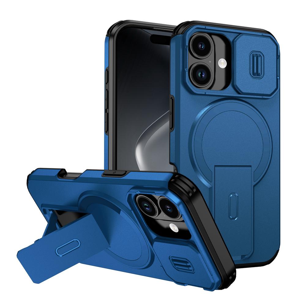 KEYSION Shockproof Armor Magnetic Case for iPhone 17 16 Plus Slide Camera Protect Kickstand Wireless Charging Phone Back Cover