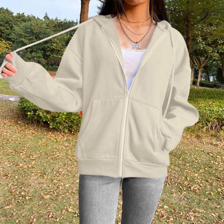 

Женская толстовка оверсайз на молнии с капюшоном и карманом, с длинным рукавом XXXL хаки