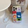 Kawaii Patchwork Einhorn & Katze Muster Perlen Pony Anhänger Riemen Handyhülle für iPhone 17 16 15 14 11 12 13 Pro Max Plus Rückseite