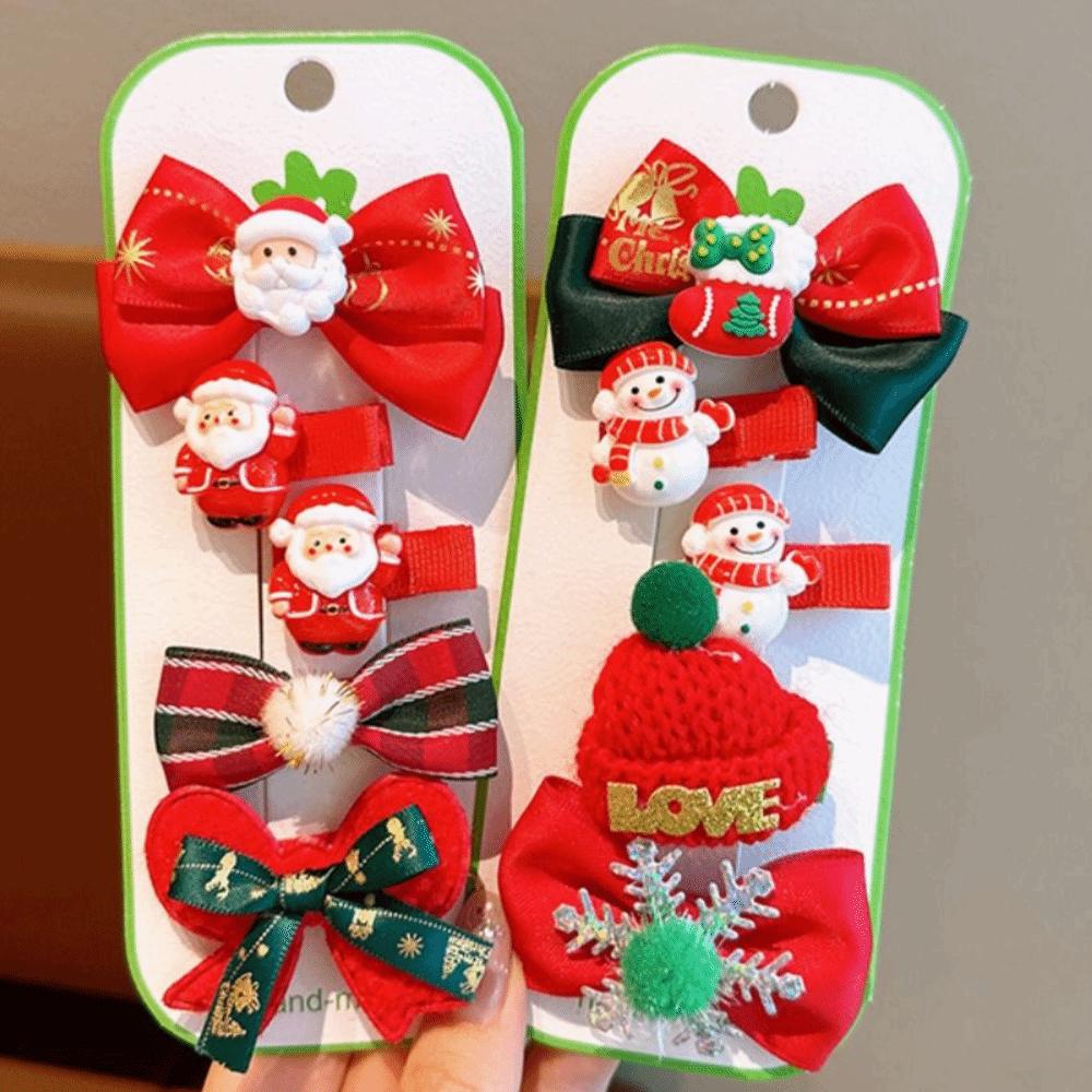 Bow Christmas Hair Clip Set Resin Xmas Barrettes Sweet Christmas Hairpin Kids