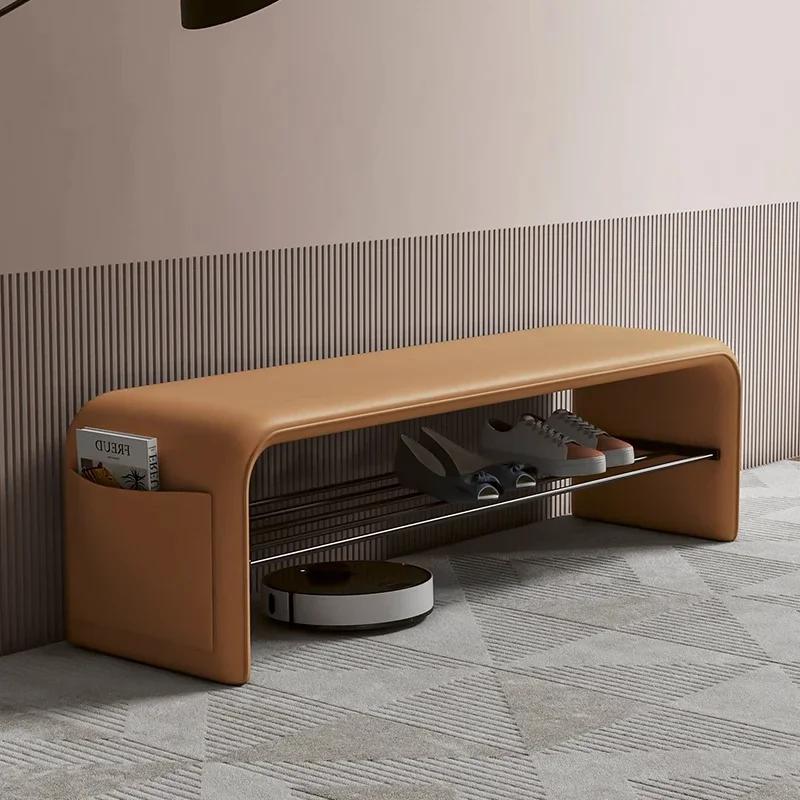 Shoe Changing Stool with Storage Multipurpose Entryway Bench for Bedroom Simple Bedside Seat Compact Shoe Rack for Home