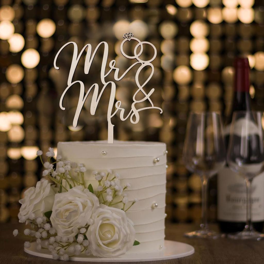 Mr & Mrs Cake Topper Wedding Cake Topper in Wood