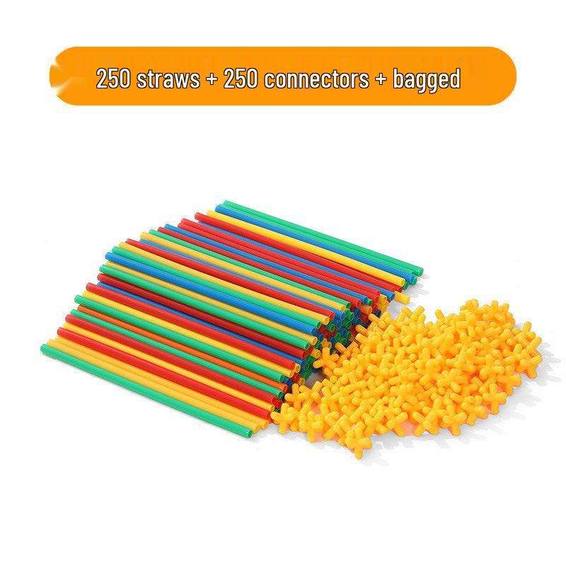 Children's Handmade Interlocking Straw Block House Toy Set