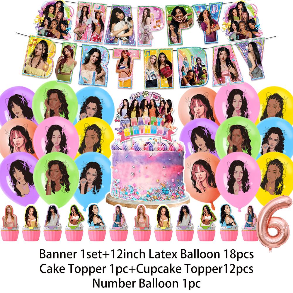 K-Katseyes Theme Birthday Party Decorations Background Kpop Girl Party Favor Fans Balloon Set Cake Topper Backdrop Gift Supplies